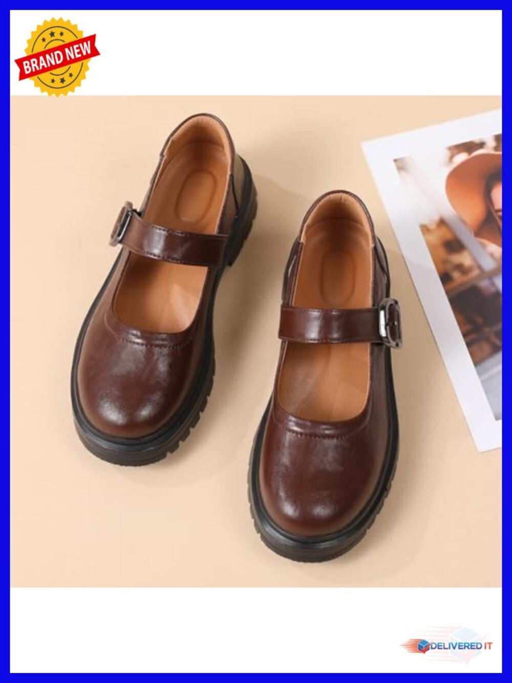 Women Mary Jane Oxford Platform Shoes - Classic Casual Buckle Strap, Non-Slip, - Picture 2 of 6